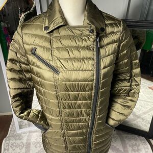 Badgley Mischka Metallic Olive Puffer Jacket